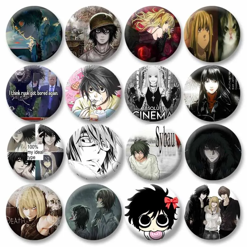 Classic Anime Death Note Enamel Pins Custom Round Snap-in Brooches Bag Clothes Decor Accessories Jewelry Badge Gift for Friends