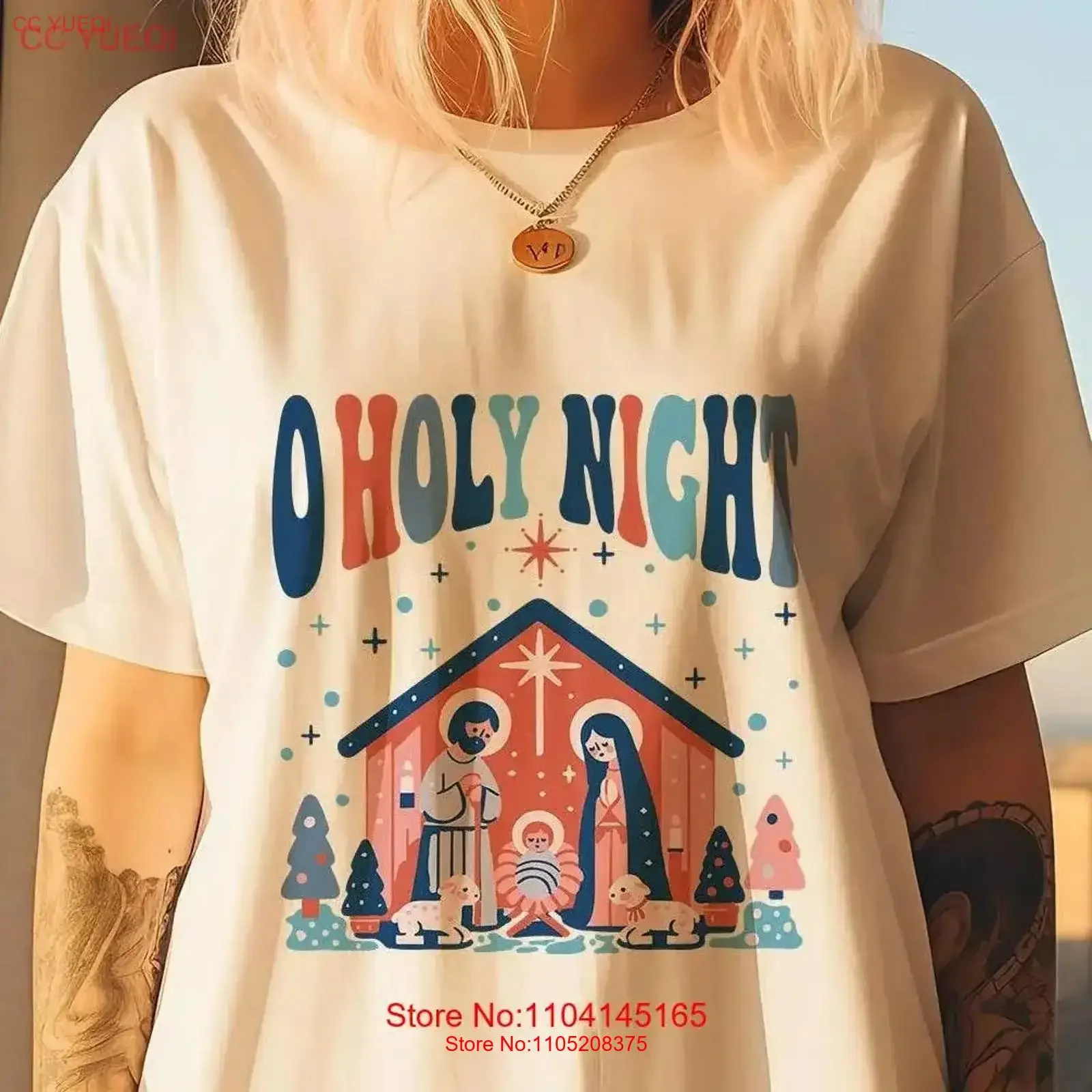 

Christmas T Shirt O Holy Night Manger Scene Christian Holiday Retro Vintage Religious vintage Washed Soft Stylish graphic