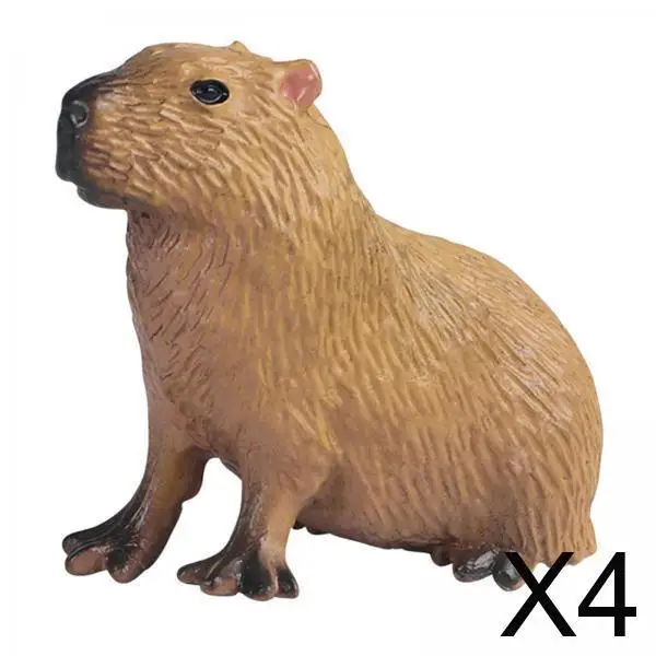 4X Simulation Capybara Figurines Miniature Statue Animals Model Collection Toy Collection Toy Animals Model Home Decoration