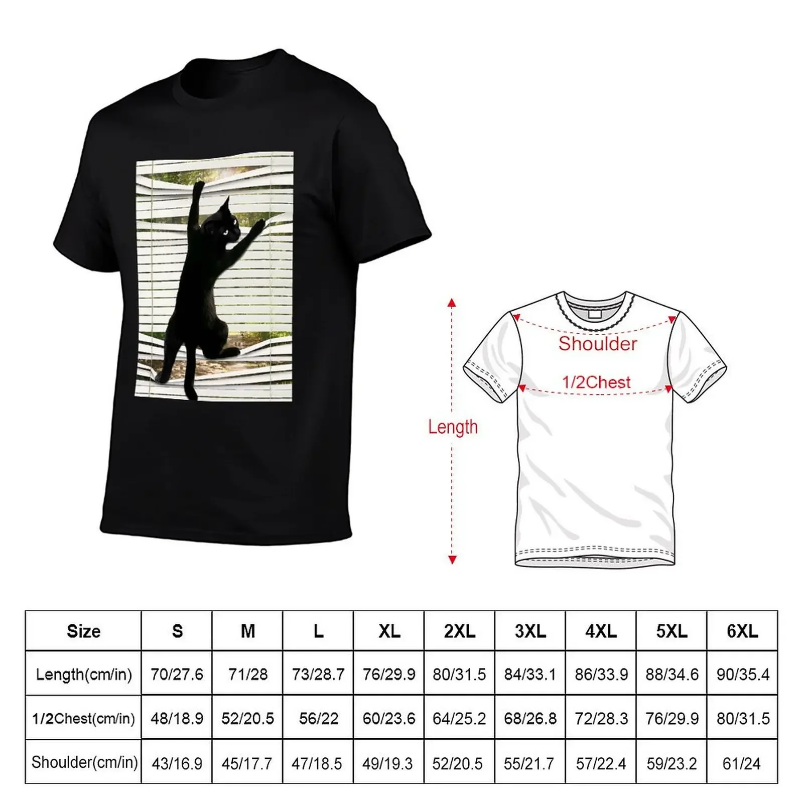 Funny Black Cat Climbing Out Window Cat gift T-Shirt graphic tee shirt man t shirt mens clothes