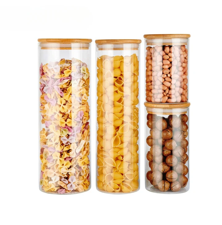 

Glass Food Storage Jars Containers Glass Storage Jar with Airtight Bamboo Lids