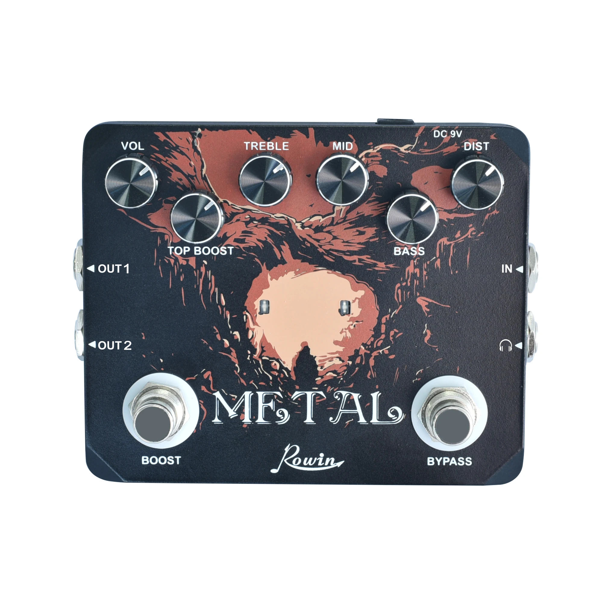 

Rowin LTL-03 Metal 2.0 Version Guitar Effect Pedal With Traditional Metal Sounds Super Distortion Sound & Headphone True Bypass