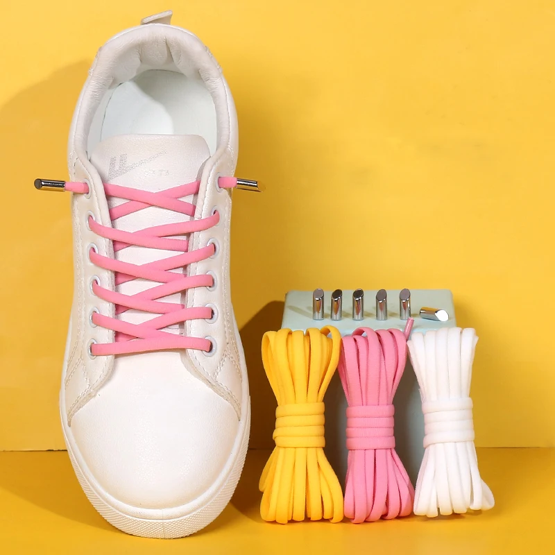 Elastische Schnürsenkel Rund Ohne Binden Metallspitze Schnellverschluss für Kinder Erwachsene Unisex Geeignet für Alle Arten von Schuhen Lazy Lace 1 Paar