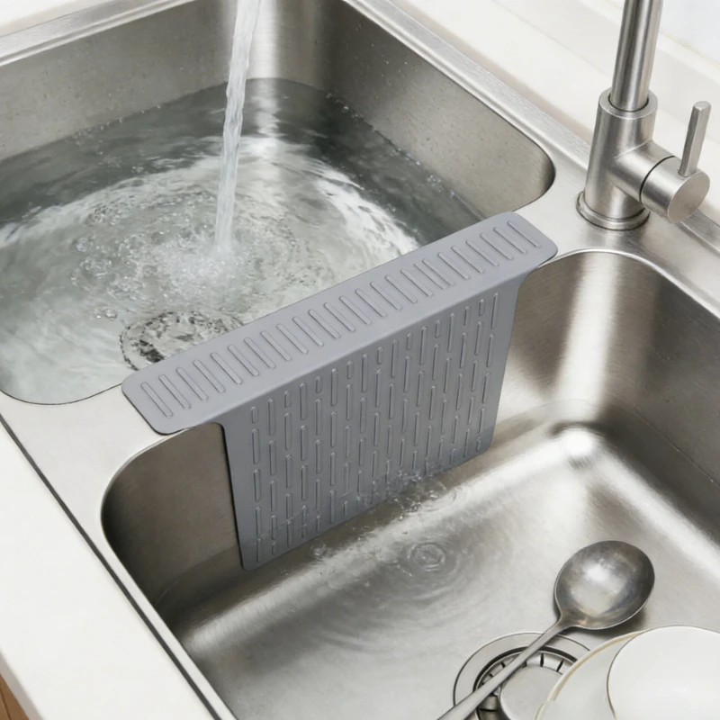 Küchenspüle-Schutzmatte, Silikon-Sattel, rutschfest, kratzfest, Waschbecken-Trennmatte mit Entwässerungsfunktion, um Kollisionen zu verhindern