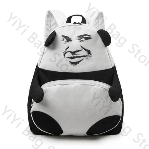 Fashion Funny Panda Pattern Backpack Streetwear Popular Originality Schoolbag Men Women Casual Large Capacity Computer Backpack
