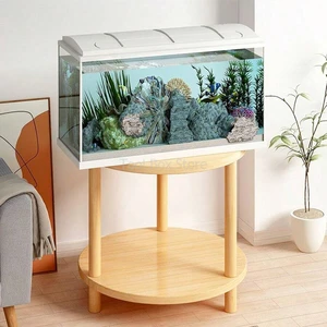 Mesa de cabeceira redonda de madeira, simples e moderna, 2 camadas, sofá, mesa lateral, armário, casa, sala de estar, pequena mesa de chá 8 principais vendas mesa de centro redonda de - №8