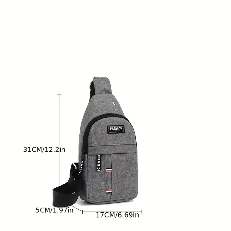 New Men\'s Simple Outdoor Shoulder Bag Mobile Phone Bag, Casual Sports Fashion Crossbody Bag, Travel Zipper Lightweight Chest Bag