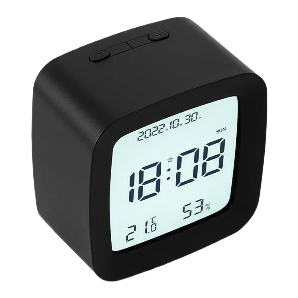 Portable LCD Alarm Clock For Students Compact Design With Thermometer Humidity Monitor And Flexible Time Format 12 Or 24 Hours