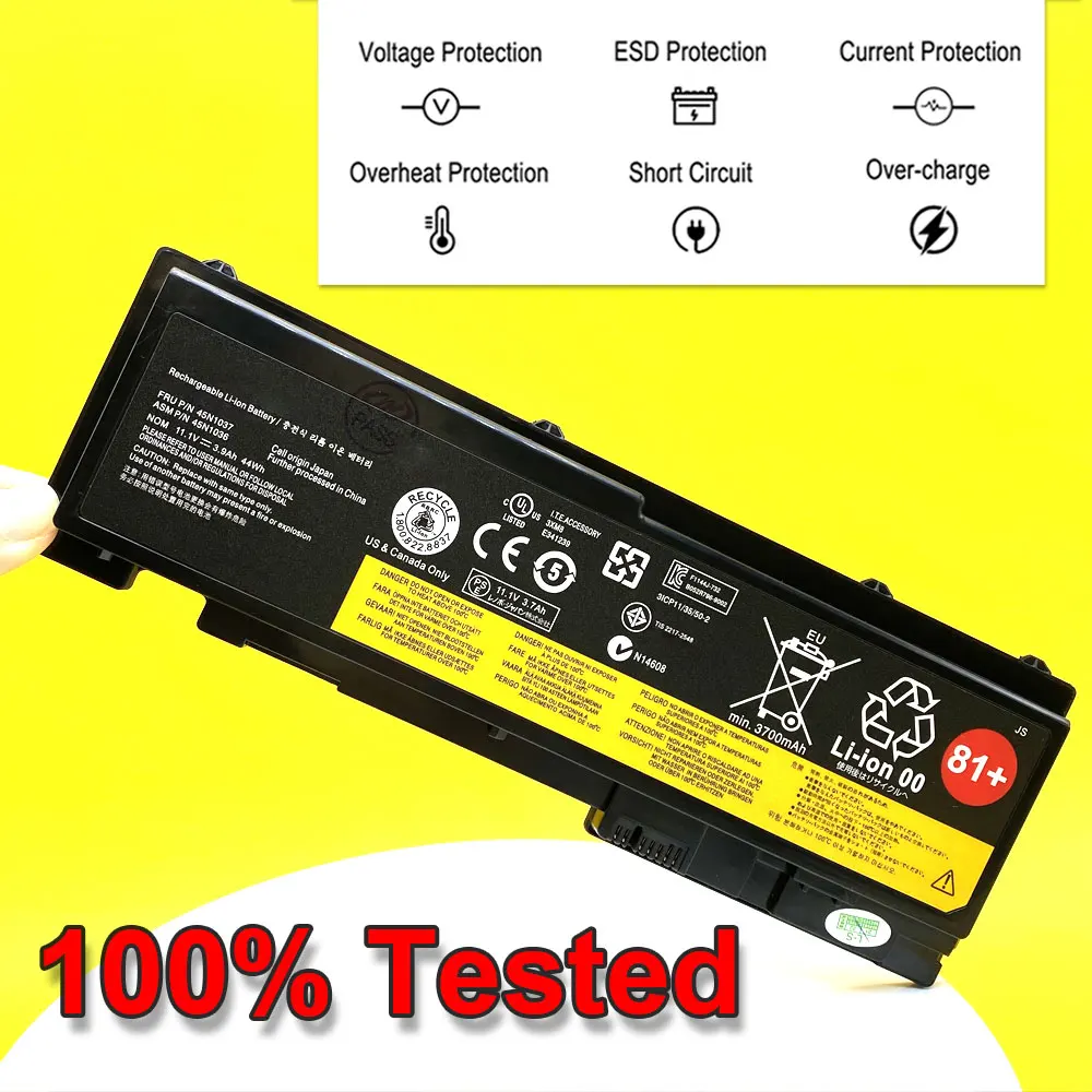 Laptop Battery 45N1037 81+ For Lenovo ThinkPad T420S T420SI T430S T430SI Replace 45N1036 42T4847 42T4844 0A36287 45N1039 45N1143