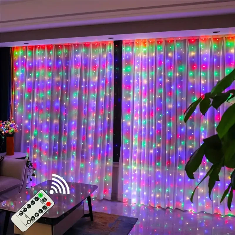 LED Curtain Lights Christmas Decorations for Home USB Powered with Remote Control Wedding Indoor Bedroom Holiday Party Lights