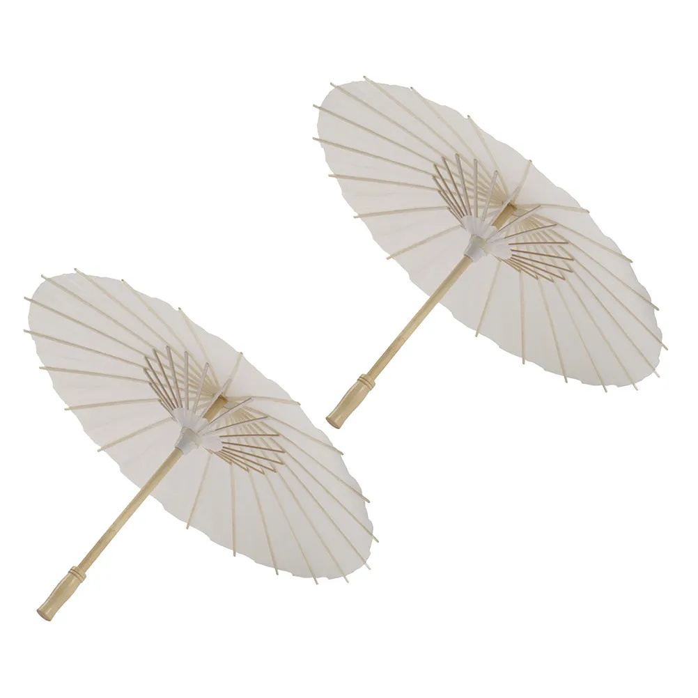 

2Pcs Handmade White Oil Paper Umbrella Chinese Japanese Wedding Parasol Vintage Bridal Shade Decorative Prop for Photography