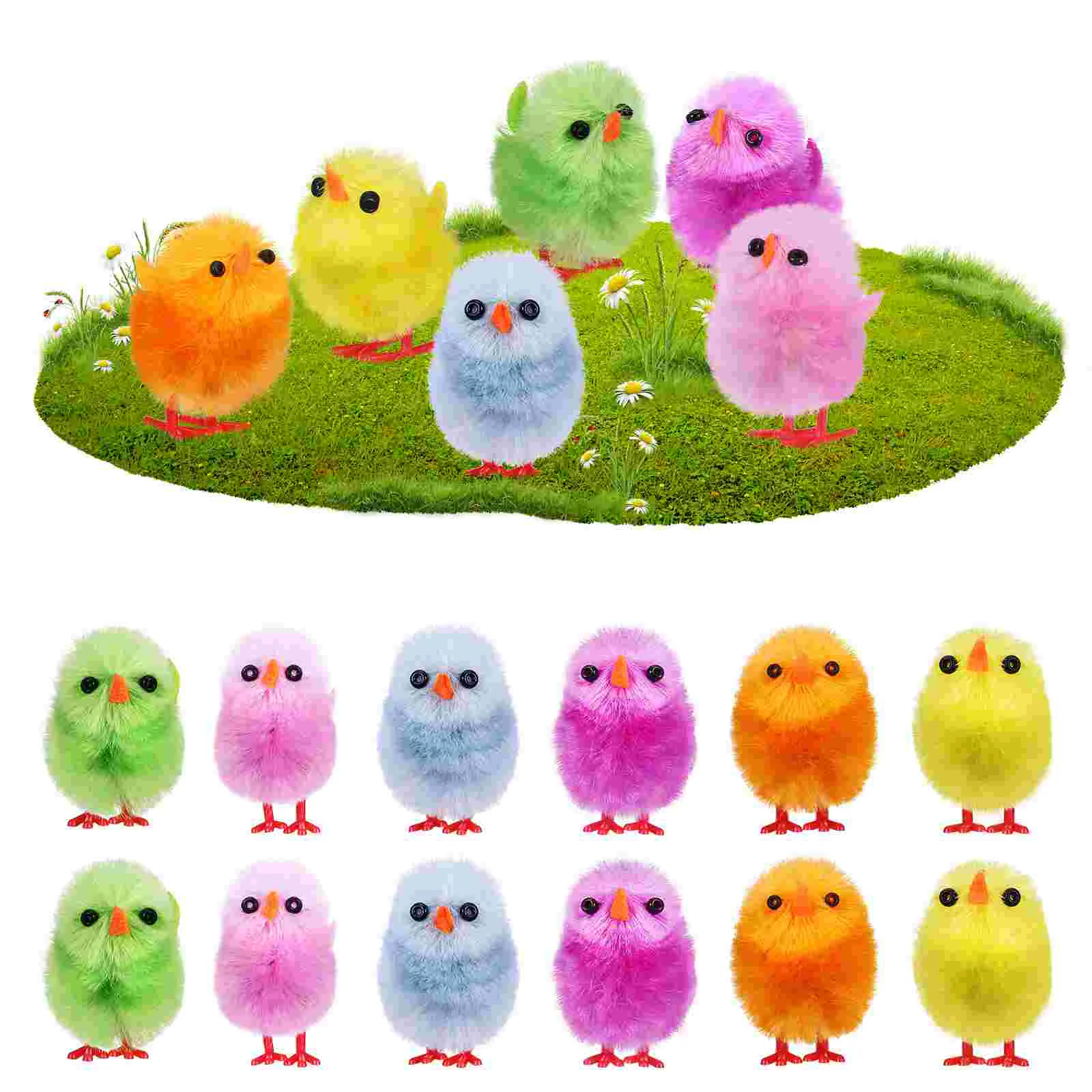 18 Pcs Plush Velvet Chicken Ornaments Fuzzy Little Easter Chicks Cute Fluffy Litter