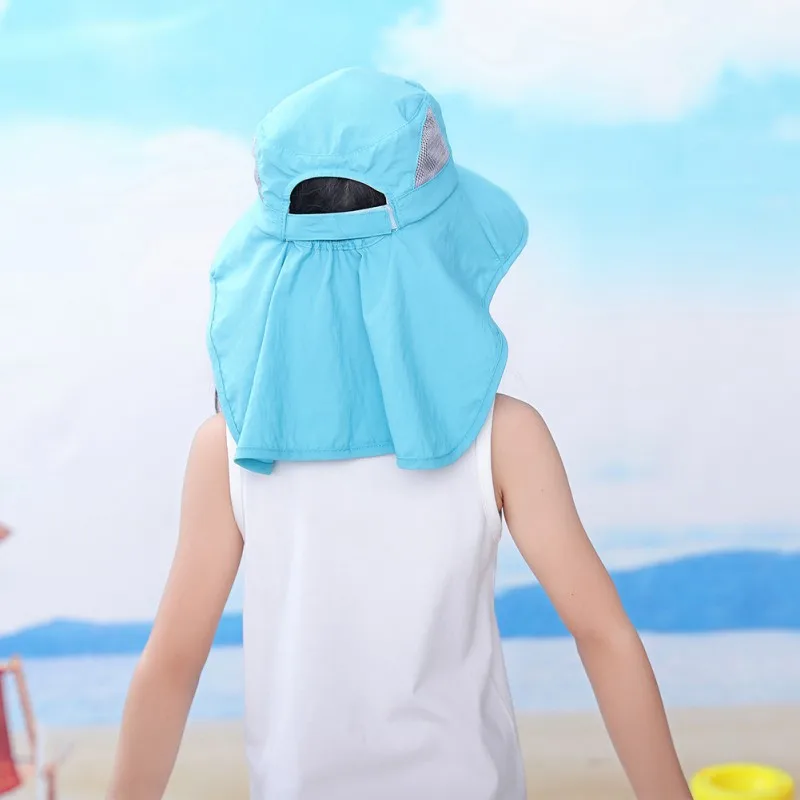 Summer Quick-drying Kids Bucket Hat for Boys Girls Beach Children\'s Shawl Hat Wide Brim Protection Outdoor Children Sun Cap 