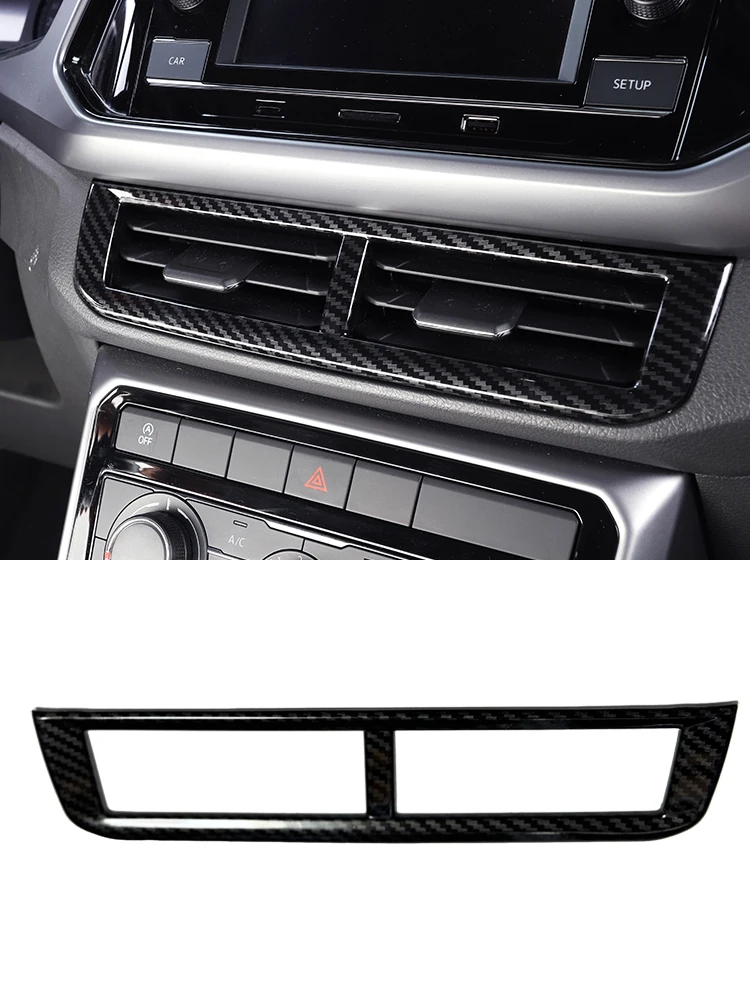 For Volkswagen VW T-Cross 2019 2020 2021 2022 2023 Accessories Central Air Conditioning Outlet Cover Car Carbon Fiber Style Trim