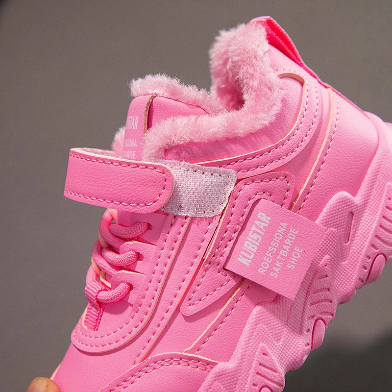 Yishen crianças tênis de pelúcia quente inverno algodão sapatos para meninas altura crescente rosa tênis esportes ao ar livre sapatos casuais