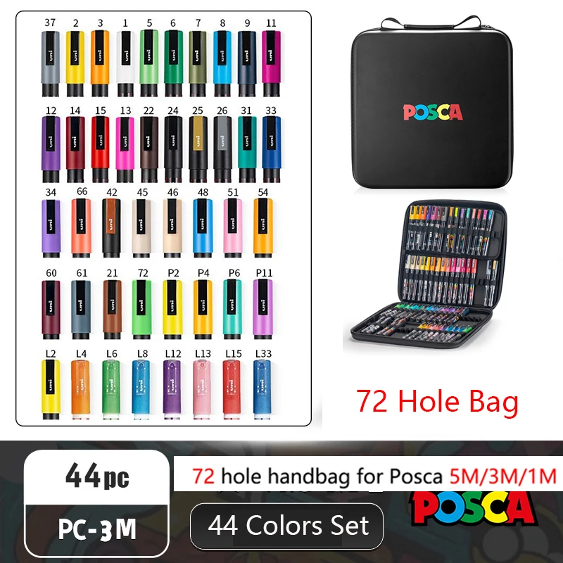Posca Colors Marker Pen or 48/72 Slots Black Handy Suitcase
