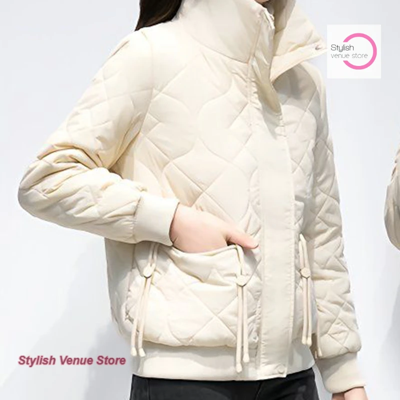 

French style down cotton-padded jacket women's winter loose plus size loose temperament warm collar casual cotton-padded jacket