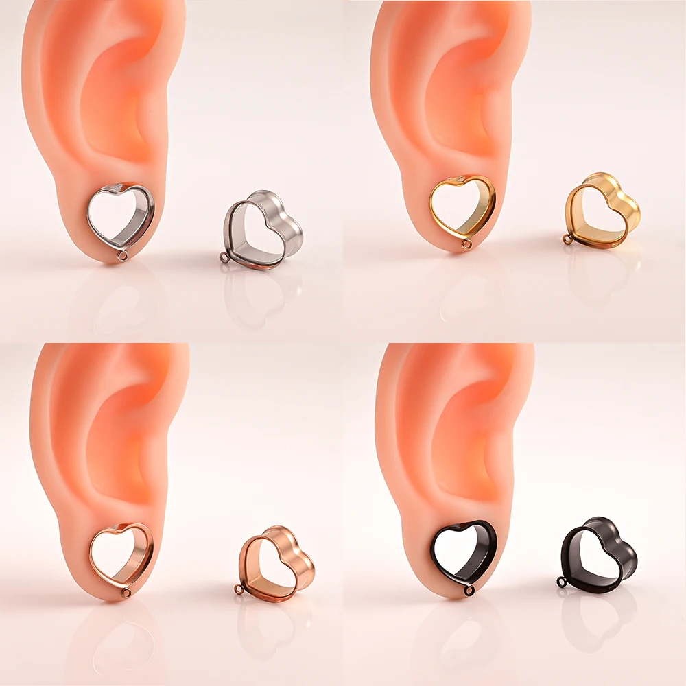 Vanku 2pcs Fashion Ear Piercing Tunnels DIY Ear Gauges Stainless Steel Hypoallergenic Earrings Plugs for Expander Body Jewelry