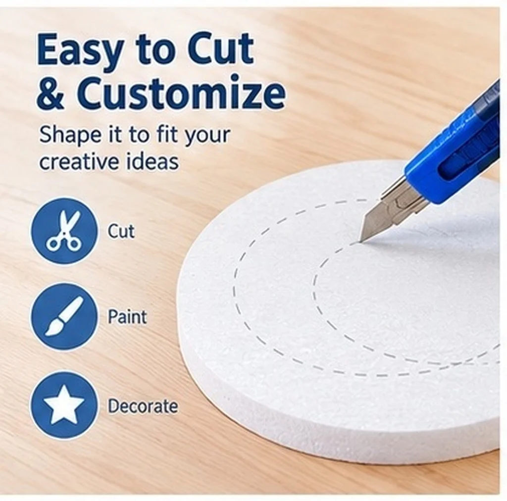 16Pcs White Round Cake Dummy Foam Trays for Decorating Practice – Lightweight Reusable DIY Craft Supplies