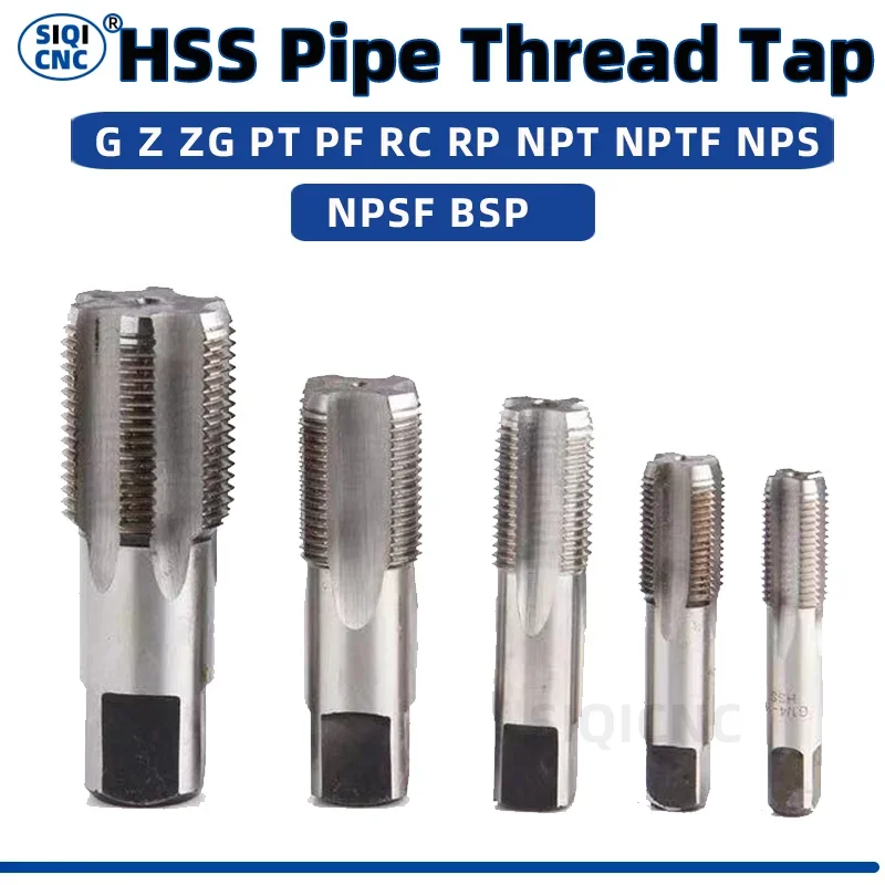 HSS Pipe Tap 1/16 1/8 1/4 3/8 1/2 3/4 1.1/4 1.1/2 1inch 2inch Metric Screw Tap Thread Tools G ZG Z RP RC NPT PT BSP NPSF NPTF