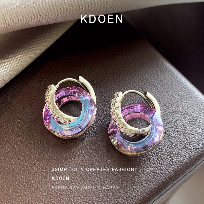 2024 New Artificial Fantasy Crystal Circle Buckle Pendant Earrings for Women's and Girl’s Luxury Jewelry Unusual Ear Accessories