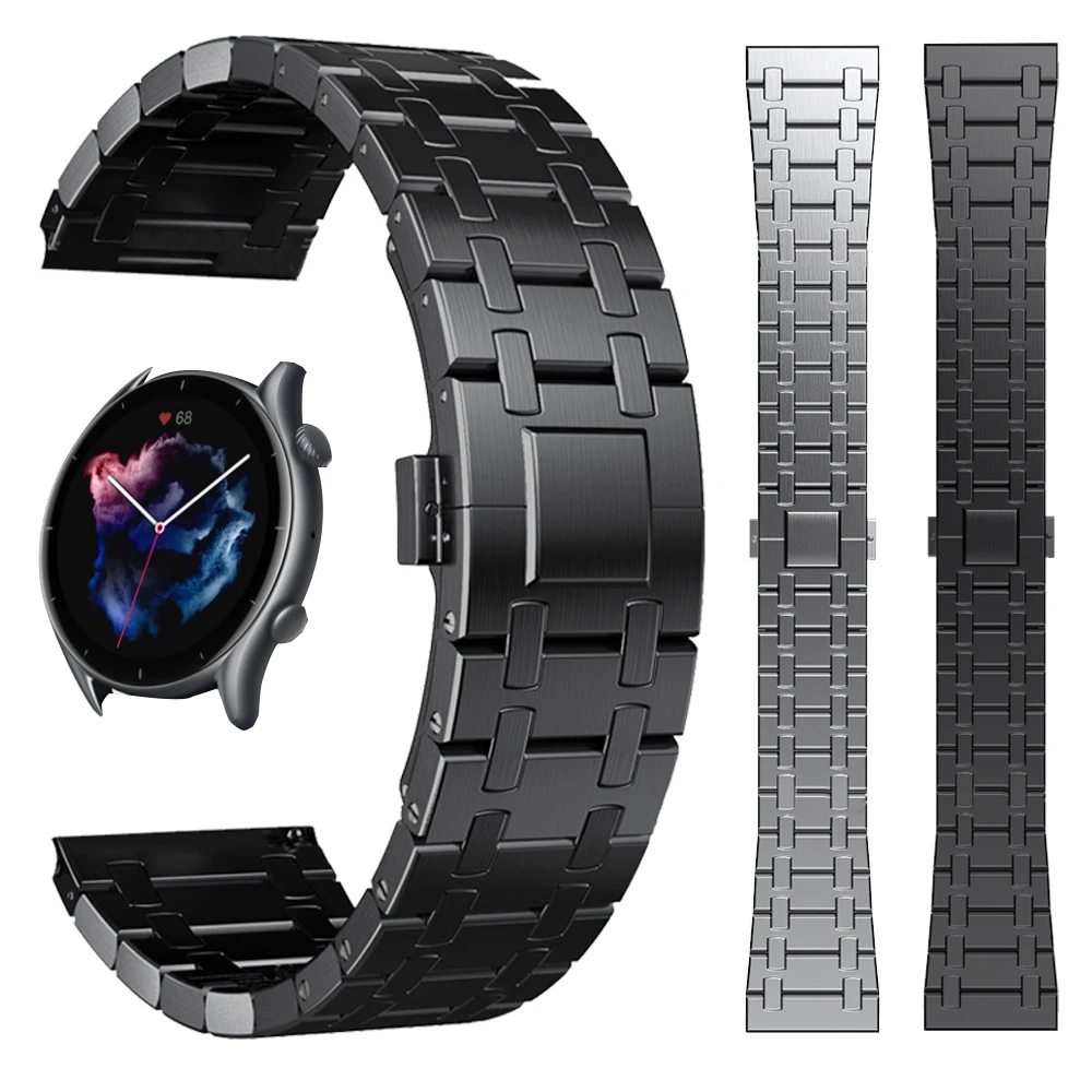 

Ремешок из нержавеющей стали для Huami Amazfit GTR 2 GTR 47 мм, браслет для Amazfit Stratos 3, аксессуары для часов, 22 мм