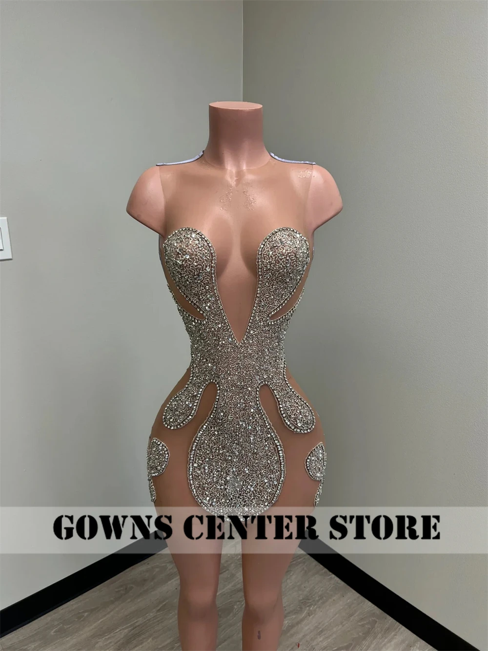 Hot Sliver Beading Mermaid Prom Dresses Black Girls See Thru Dress For Birthday Party Sexy Cocktail Gowns African Customized