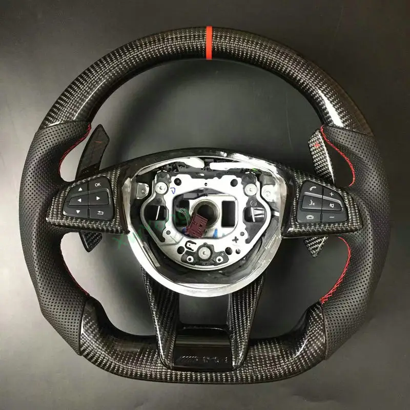 

100% Real Carbon Fiber+ Leather Steering Wheel For Mercedes-benz GLC GLE450 C63 C450 E63 W176 W204 W205 W213 A250 AMG Sport etc