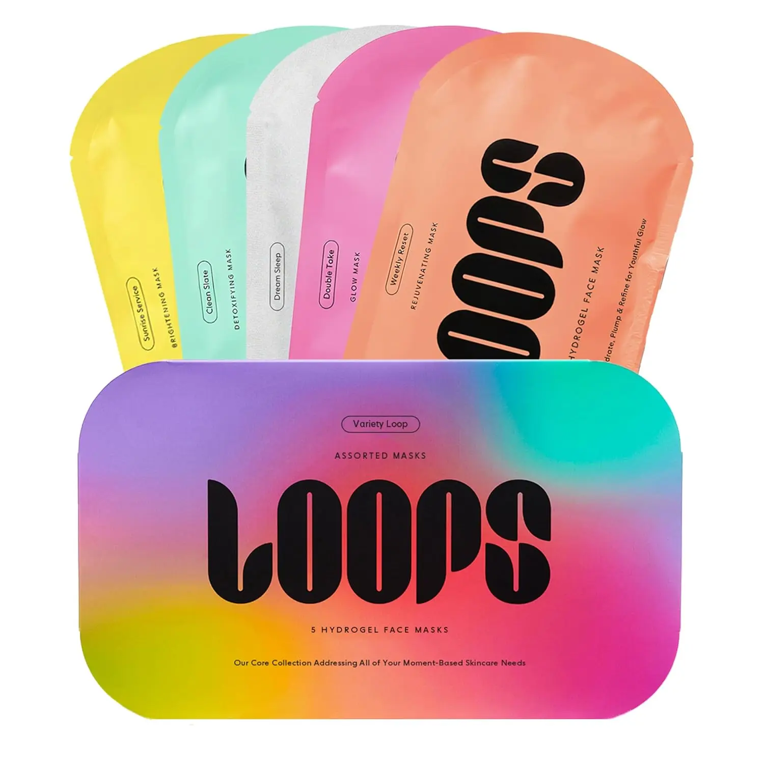 

Variety Loop Kit: Hydrogel Face Masks for Hydrating, Detoxifying, Repairing, Soothing, Rejuvenating - All Skin Types