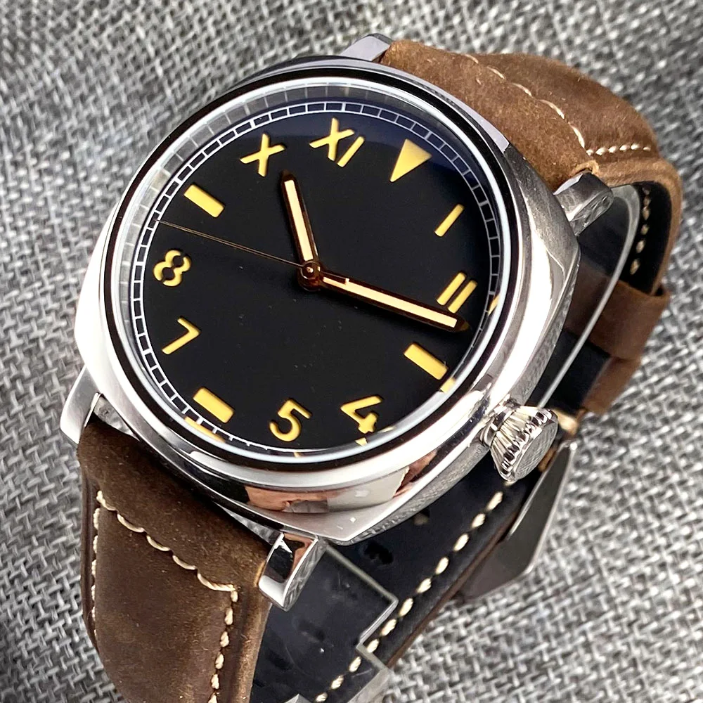 Reloj Mecánico Vintage California para hombre S NH35AA Movt 42mm reloj de pulsera de acero de buceo Nologo caja polaca 2 manecillas AR cristal de zafiro