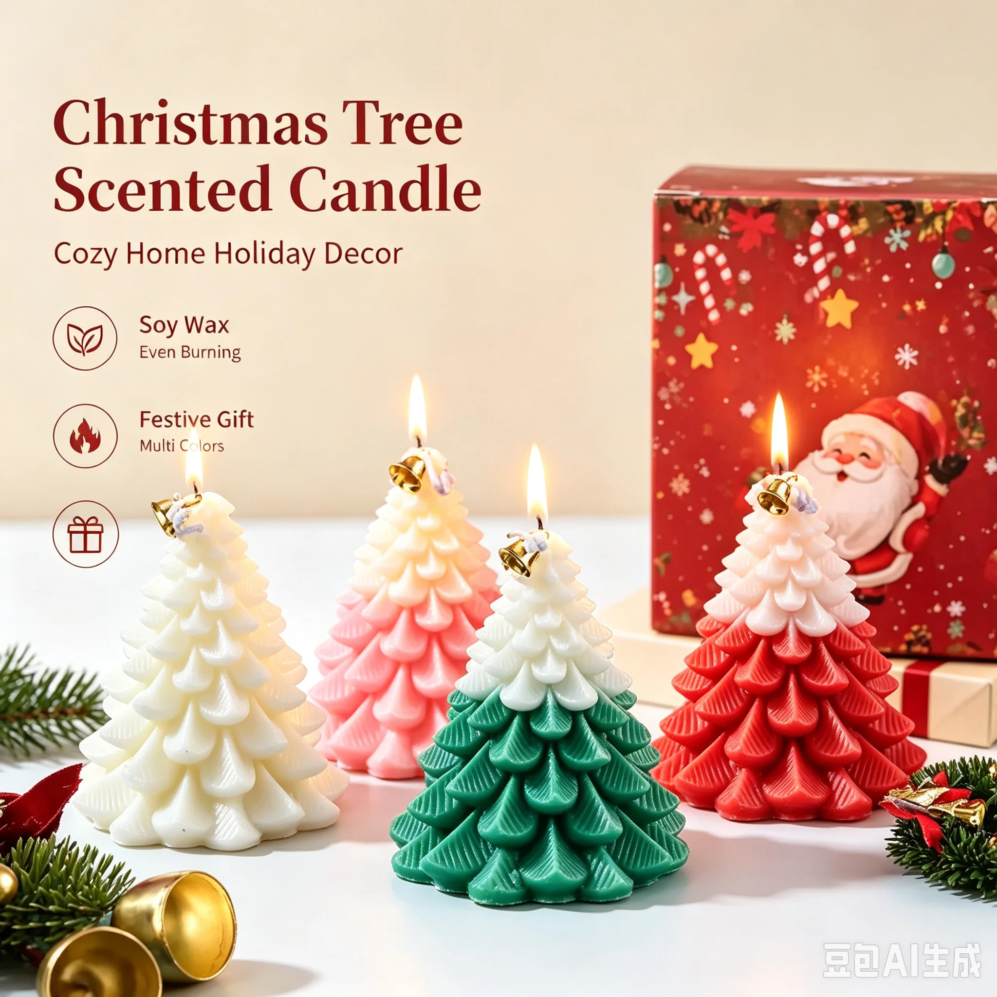 Xmas Tree Shaped Gingerbread Man Scented Candle Aromatherapy Holiday Home Table Decor Creative Gift Perfect for Christmas