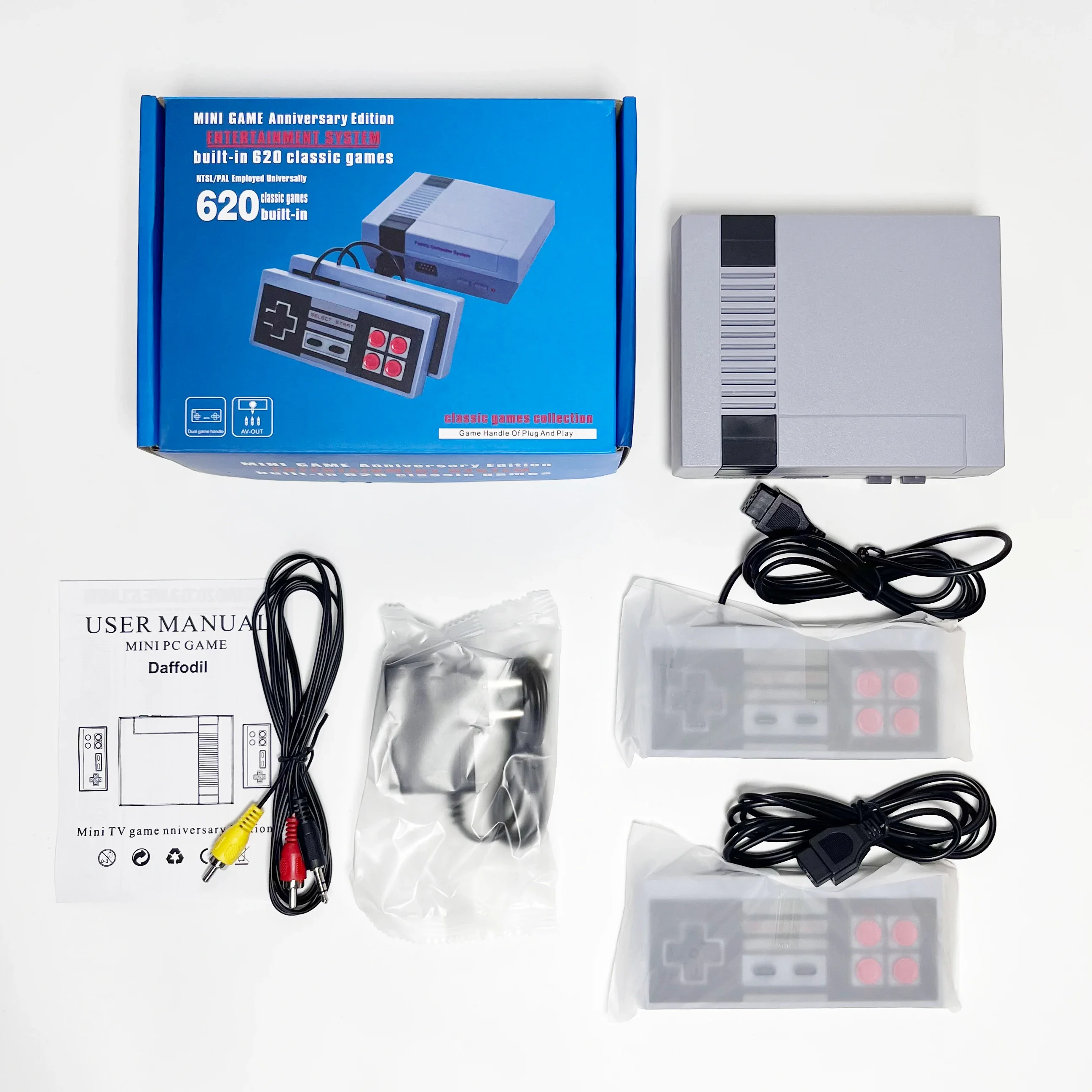 620 ريترو Nes Mini للاستخدام المنزلي وحدة تحكم ألعاب أحمر أبيض آلة 4 أزرار الولايات المتحدة الاتحاد الأوروبي المملكة المتحدة تنظيم USB اتصال الكمبيوتر