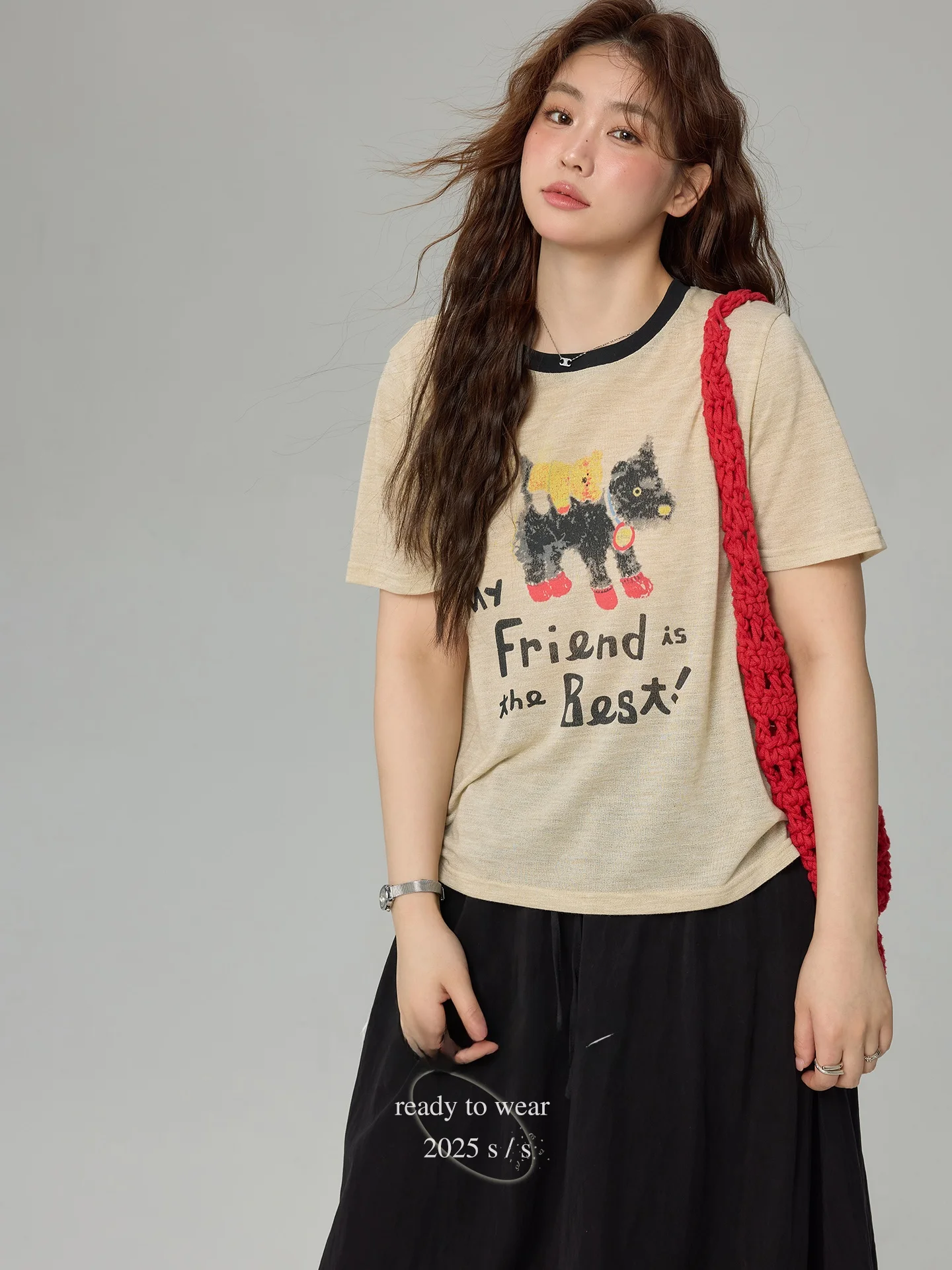 

plus Size Casual Short Sleeve T-Shirt Women's Summer New Design Printed Top Meat Covering Slimming Upper Body Korean Style