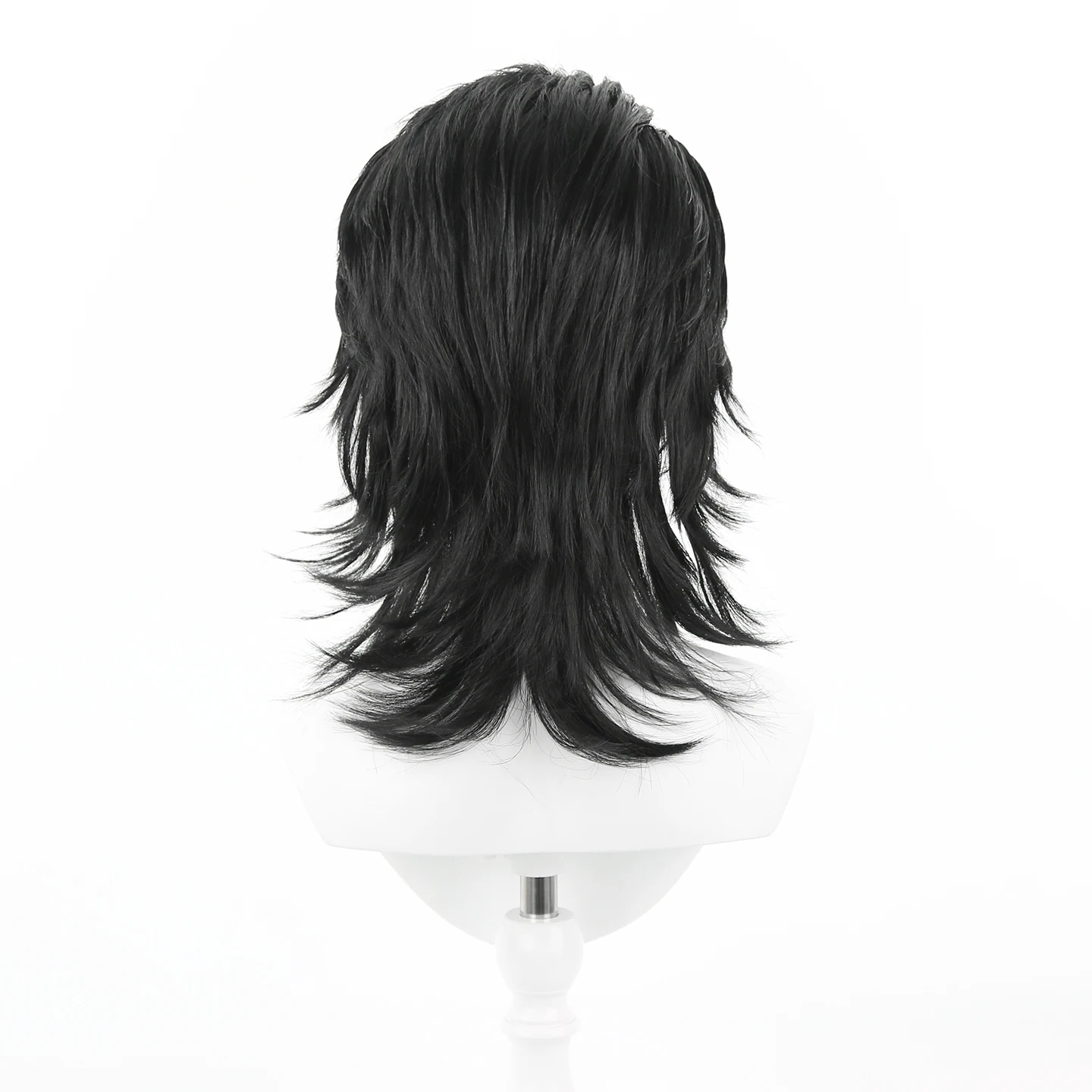 ผู้ชายสีดําสังเคราะห์ผม Mullet วิกผมสําหรับชาย 70s และ 80s เครื่องแต่งกาย Party วิกผมสังเคราะห์