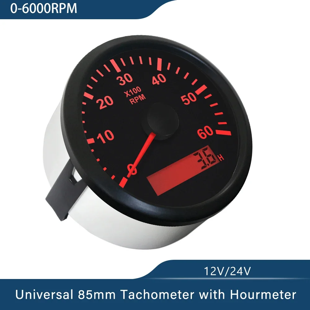 

ELING Marine 85 мм 3K 4K 6K 7K 8K тахометр для автомобиля, грузовика, лодки, тахометр с ЖК-дисплеем, цифровой счетчик часов, водонепроницаемый 9-32 В