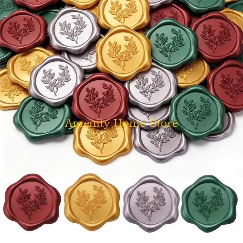 F26C Decorative Sealing Labels, 60-Piece Assorted Raised Wax Seal Stickers for Invitations, Envelopes, and Gift Wrapping