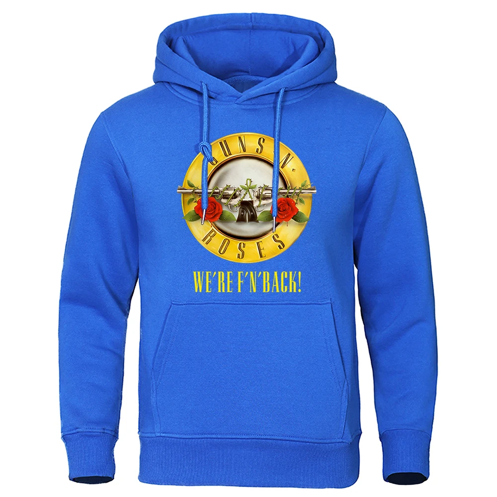 Guns N\' Roses We\'Re Back Metal Rock Style Hooded Mens Hip Hop Crewneck Hoodies Autumn Oversize Hoodie Harajuku Unisex Clothing