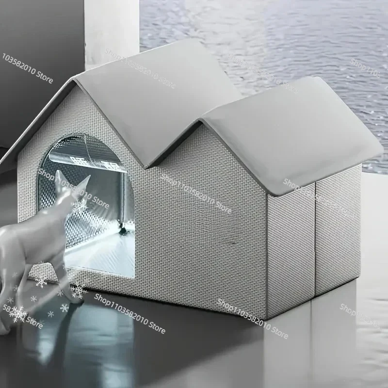 Semi-Enclosed Insulated Pet Shelter Home for Stray Cats And Dogs Outdoor Summer Cat Cool House