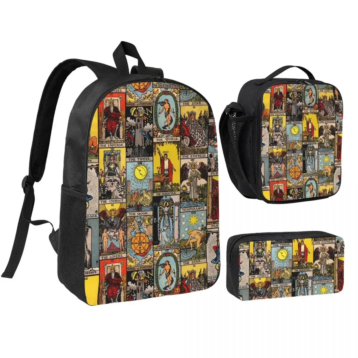 The Major Arcana Of Tarot Backpack Boys Girls BookBag School Bag Laptop Shoulder Bags 3ps Insulated Lunch Bag Pencil Case