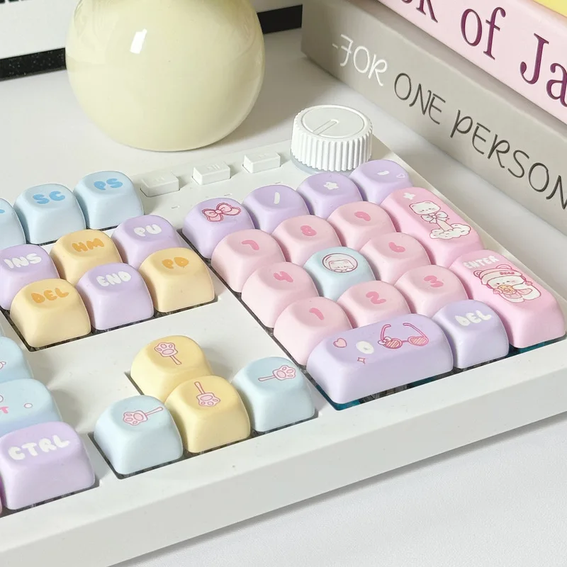 Cute Candy Bear Theme Keycap 131 Key Moa Height Pbt Material Supports Five Sides Thermal Sublimation Cute Personality Keycap