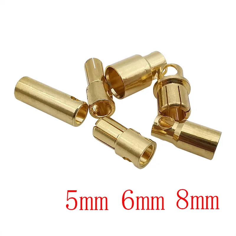 1/2/5Pairs Gold-Plate 5mm 6mm 8mm Male Female Bullet Banana Plug Connector for RC Model ESC Battery