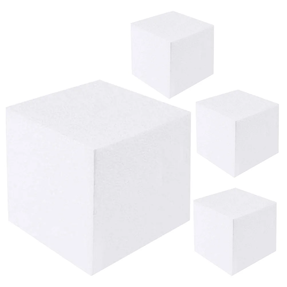 4 Pcs Foam Blocks Wedding Cake Model Compact Material Reusable DIY White Party Accessories