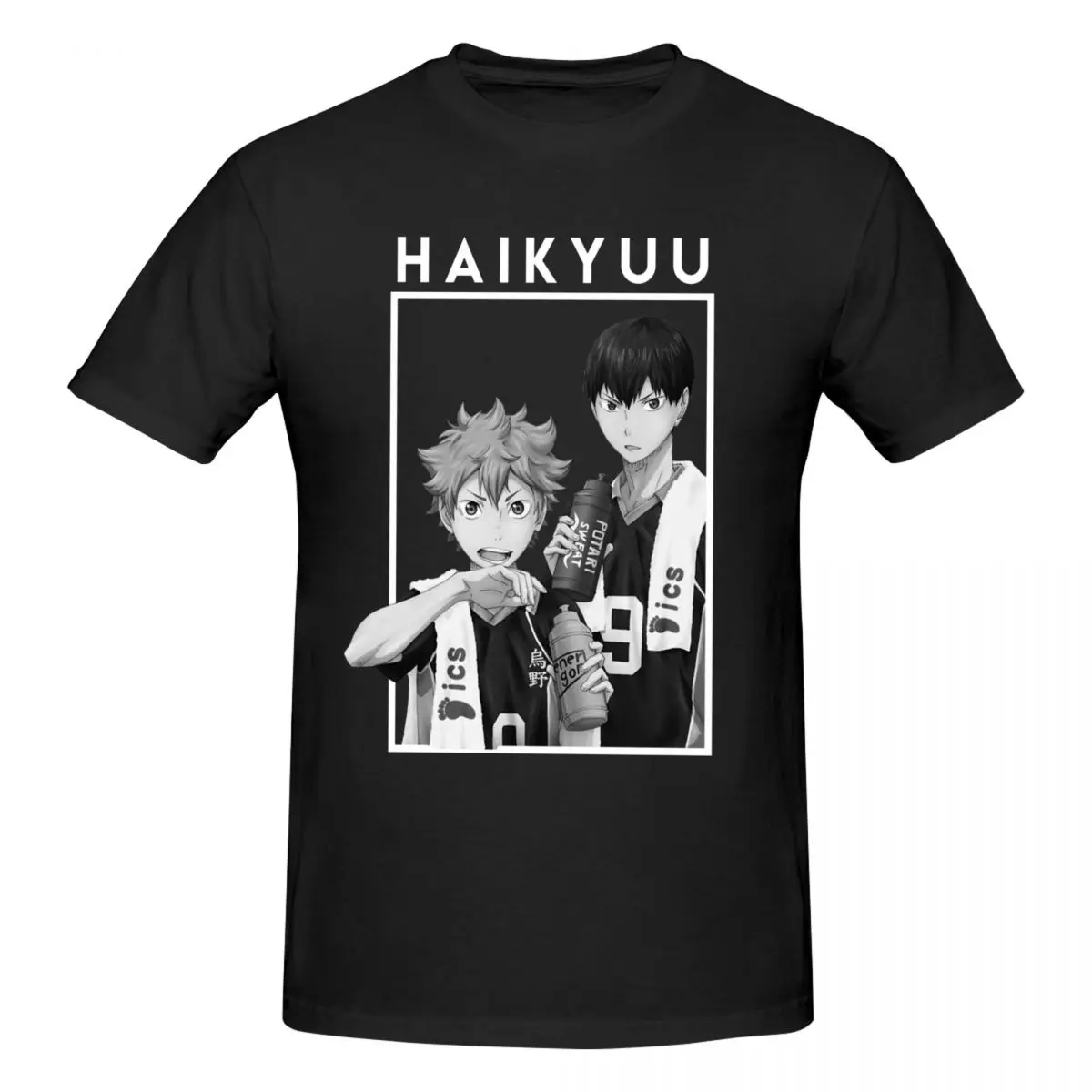 Men Haikyuu Hinata And Kageyama Anime Retro T Shirt Vintage Plus Size O-neck Cotton Sleeve Tee Shirt