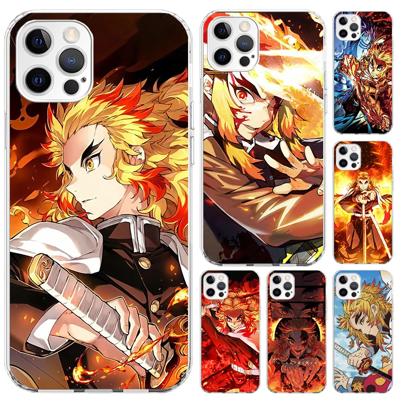 Demon Slayer Rengoku Kyoujurou Phone Case for Iphone 16 15 14 13 12 Mini 11 Pro Max X XS XR 7 Plus 8 SE 2020 Soft Funda Print Sh