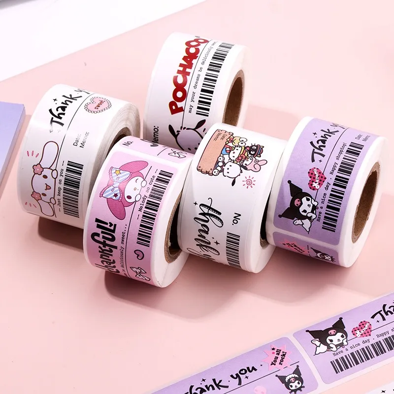 120 Sheets/roll Sanrio Kitty Cartoon Seal Sticker Stationery Sticker Cute Seal Sticker Simple High-looking Label Anime Ins Style