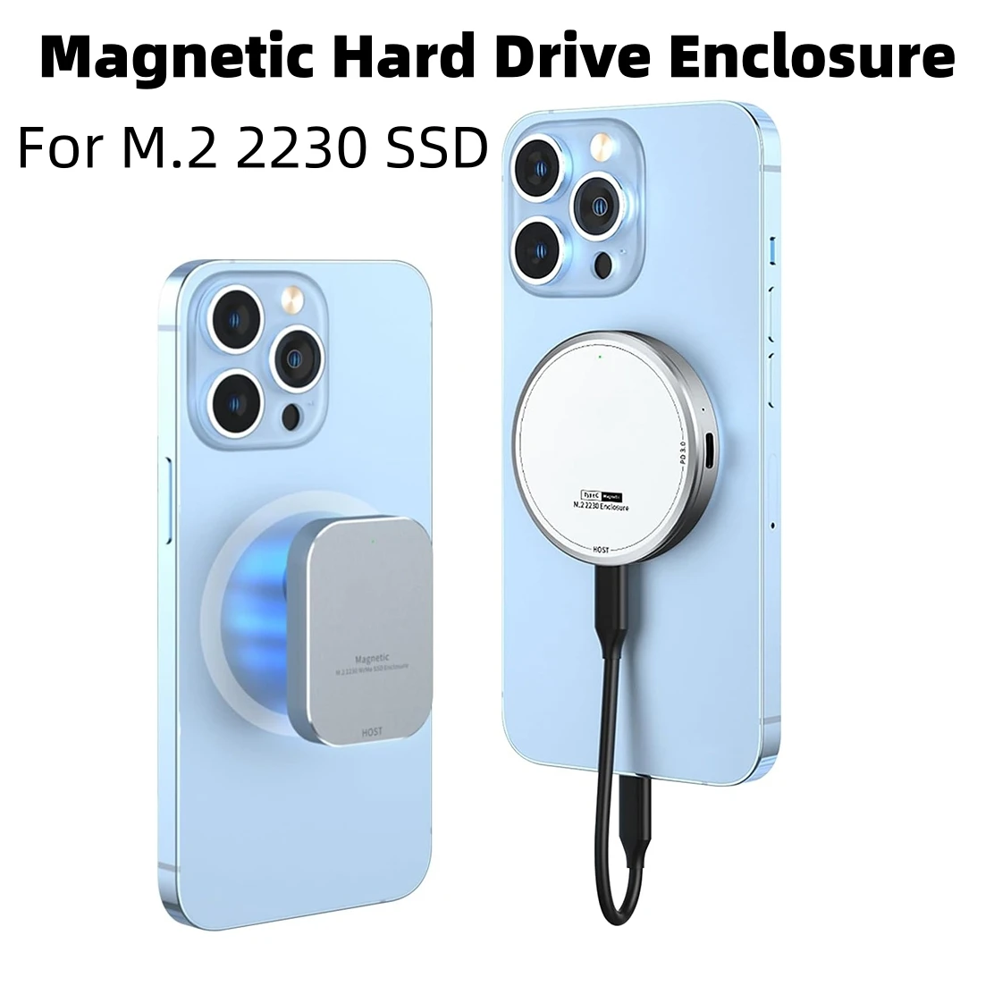 حافظة محرك الأقراص الصلبة المغناطيسي USB3.2 بسرعة 10 جيجابت في الثانية USB C NVMe M.2 2230 SSD متوافقة مع IOS Phone15/16/17Pro 4K/60 هرتز ProRes #1