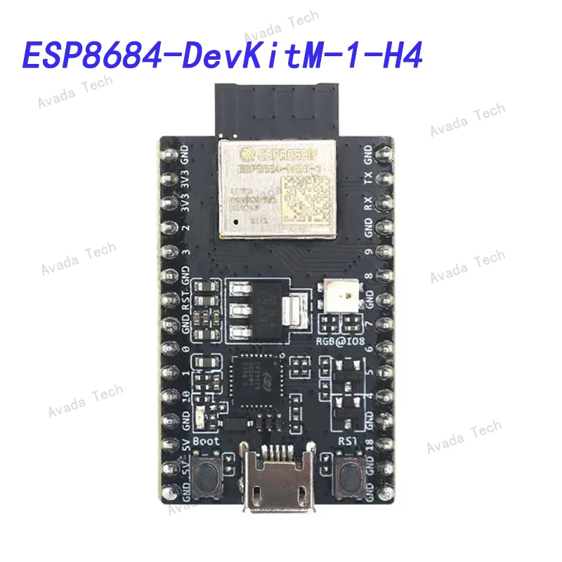 Avada Tech ESP8684-DevKitM-1-H4 ESP8684 general-purpose development board, embeds ESP8684-MINI-1, with pin header