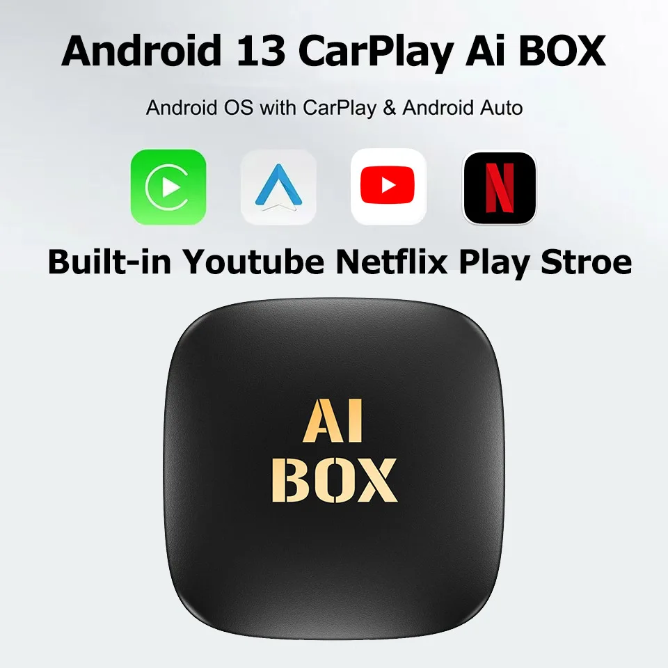 New Android 13 Car Ai Box Wireless Android Auto CarPlay Smart Tv Box Support Youtube Netflix Play Store Car Intelligent Systems