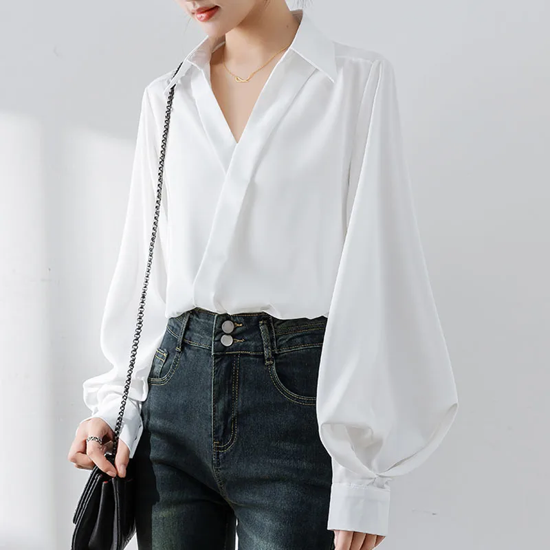 Fashion Long Sleeve Turn Down Collar Women Blouse White Black Blouse Shirt Women Tops Shirts Blusas Para Mujer Blusa Blusas M926