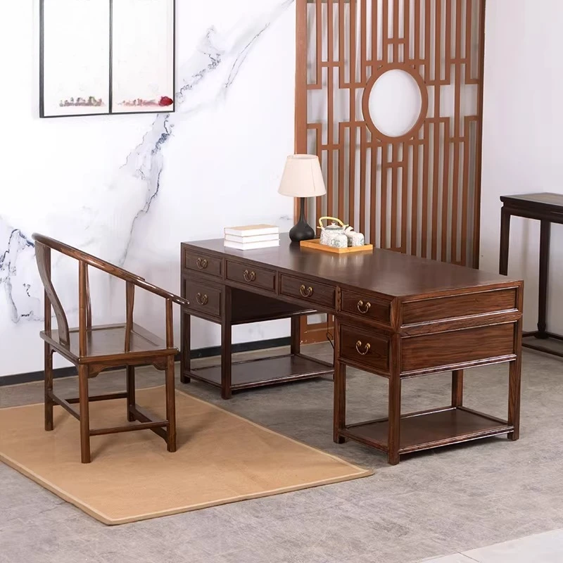 

Письменный стол из массива ясеня, стол руководителя, с местом для хранения, антикварный компьютерный стол, мебель